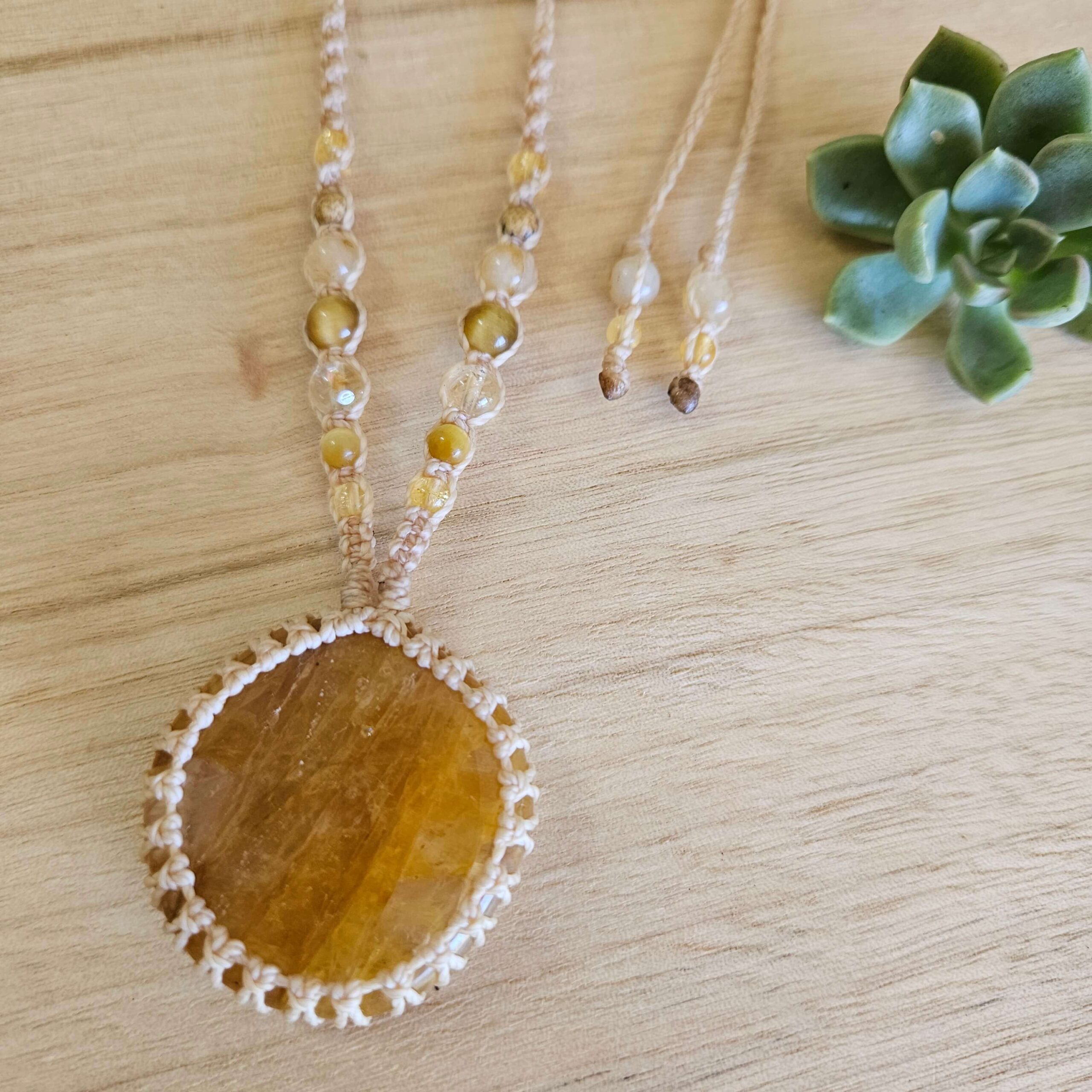 Golden Healer Macrame Necklace - Sand - Image 2