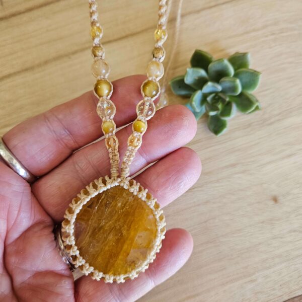 Golden Healer Macrame Necklace - Sand - Image 3