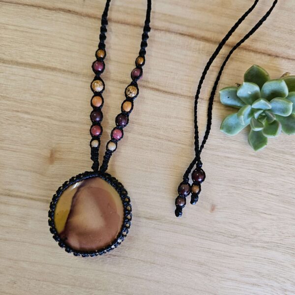 Mookaite Macrame Necklace - Black