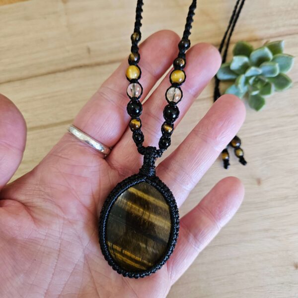 Tiger's Eye Strength & Stability Sensory Necklace - Black - Image 3