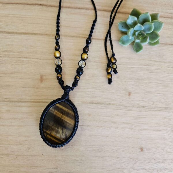 Tiger's Eye Strength & Stability Sensory Necklace - Black