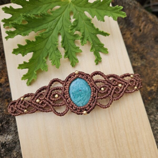 Amazonite Cuff Bracelet - Light Brown