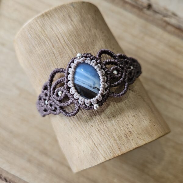 Blue Opal Cuff Bracelet - Matte Brown - Image 3