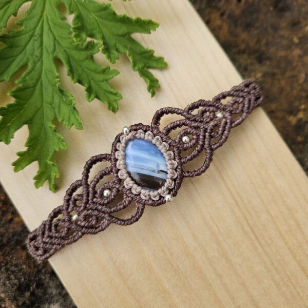 Blue Opal Cuff Bracelet - Matte Brown