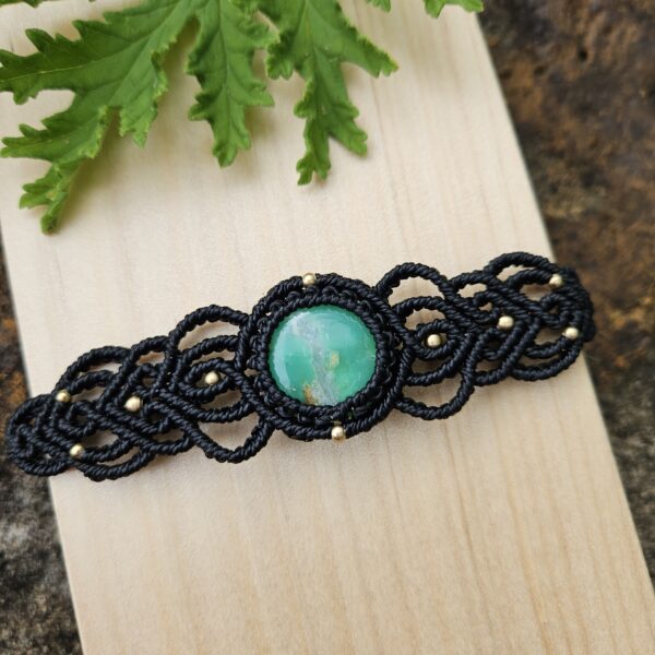 Chrysoprase Cuff Bracelet - Black - Image 3